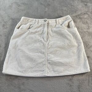 Esprit Women 13/14 90s Y2K Beige Corduroy Mini Skirt Button Front Pockets Cotton